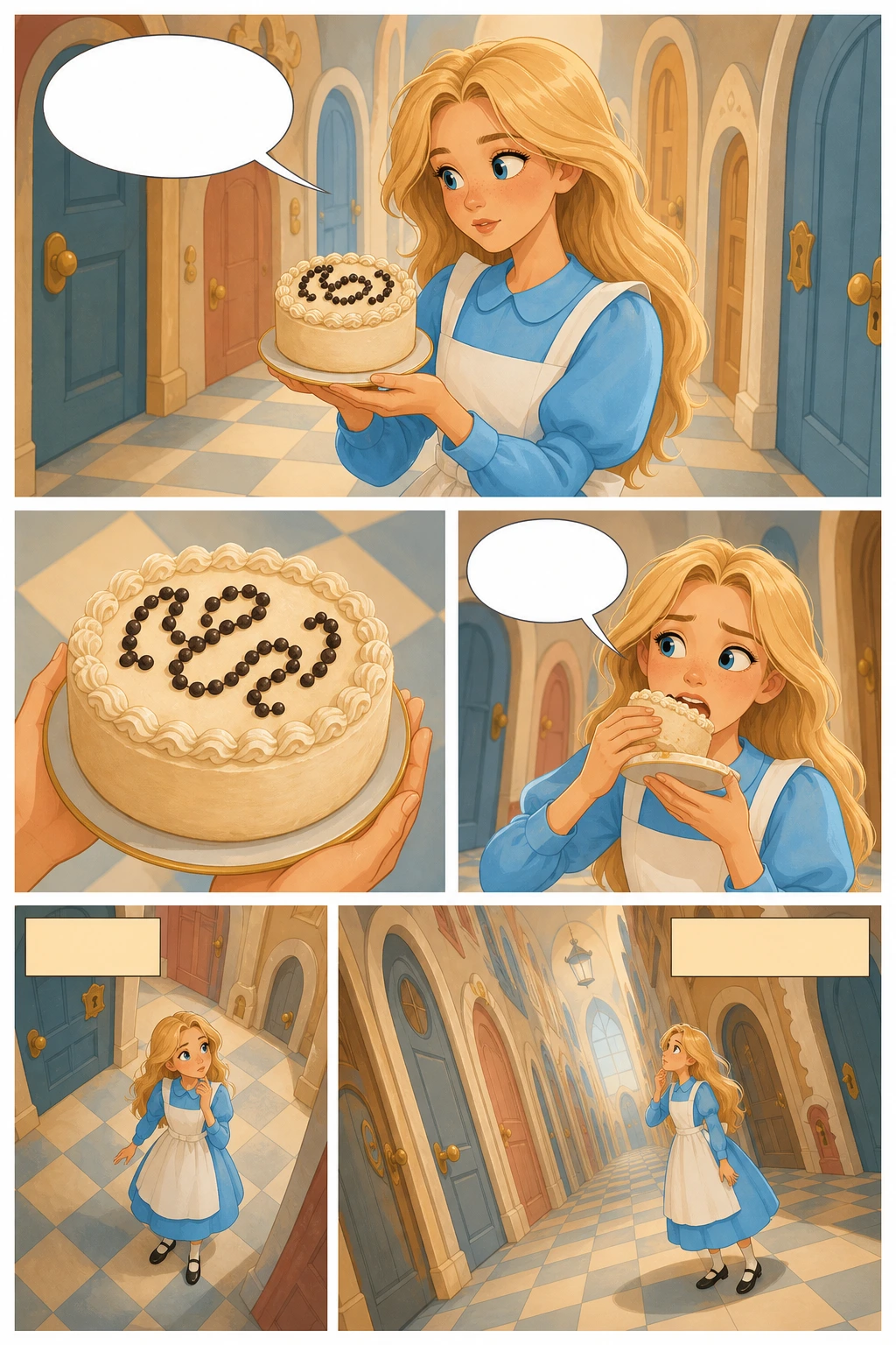 Alice's Adventures in Wonderland, illustrated page 8: Well, I’ll eat it.