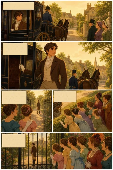 A drawn page from the comic edition of Pride and Prejudice