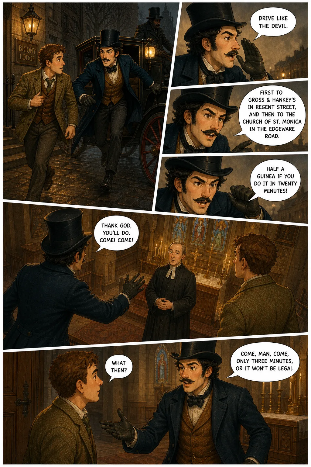 The Adventures of Sherlock Holmes, illustrated page 19: Drive like the devil,