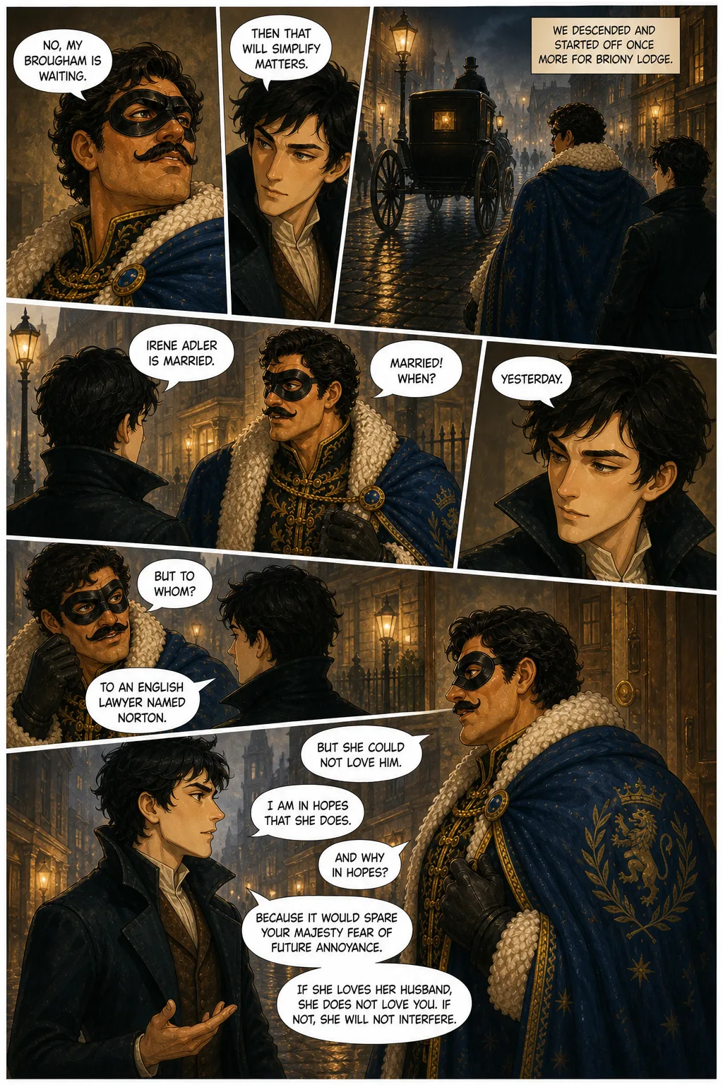 The Adventures of Sherlock Holmes, illustrated page 30: No, my brougham is waiting.