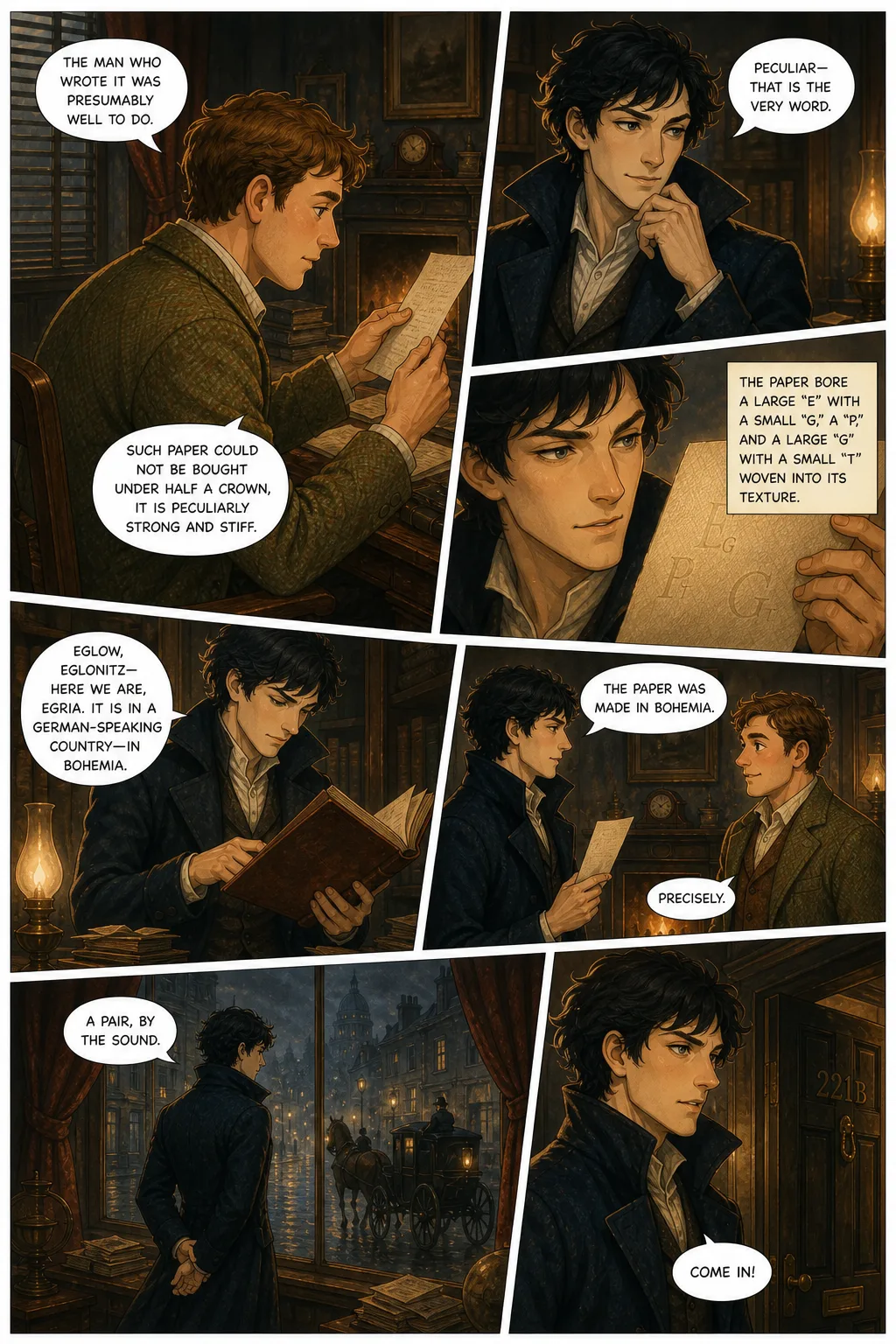 The Adventures of Sherlock Holmes, illustrated page 8: The man who wrote it was presumably well to do,