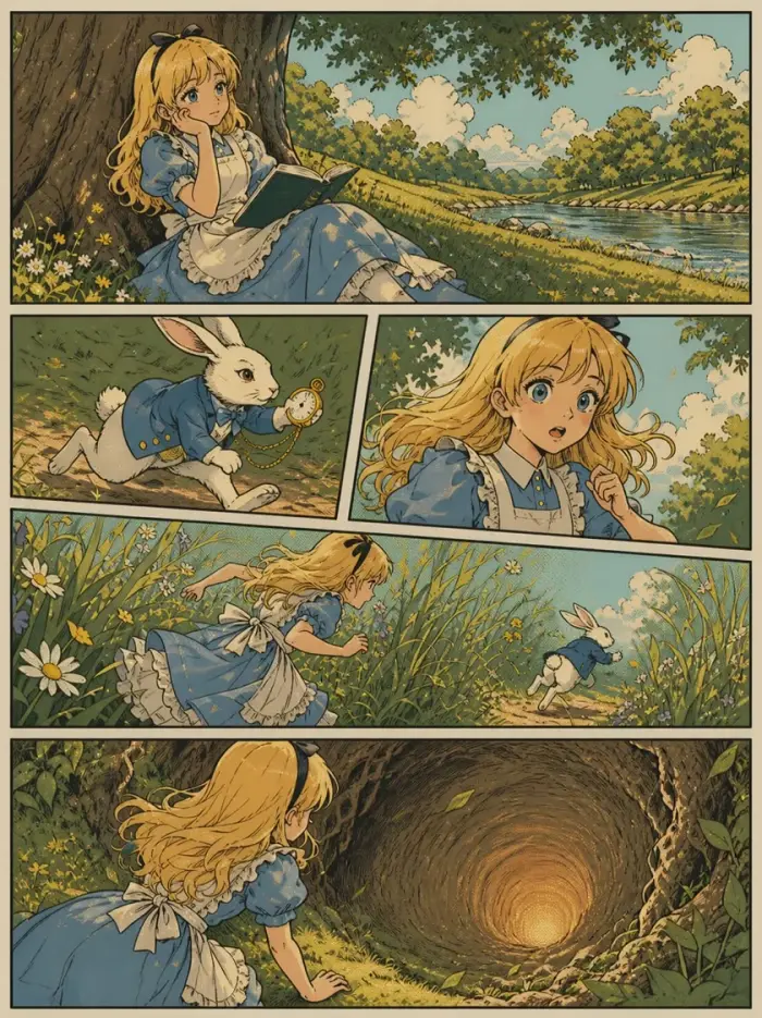 Alice's White Rabbit, illustrated in watercolor