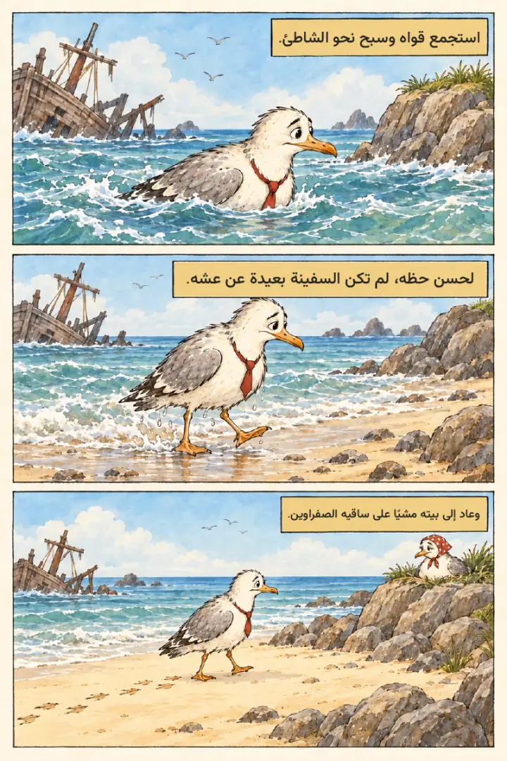 The finished comic page in color, with the author’s words in the captions